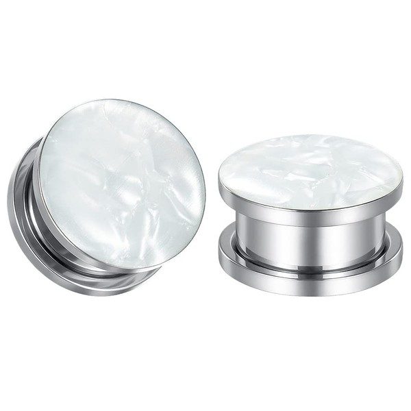 TBOSEN 1 Pair Stainless Steel Inlaid White Natural Stone Simple