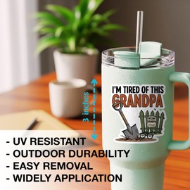 (3PCS) Grandpa Stickers – Funny Waterproof Grandpa Vinyl Stickers for Cars Laptops Water Bottles Mugs Hard Hat Garage – Gift for Grandpa Papa Dad 3 Inch (I'm Tired of This)