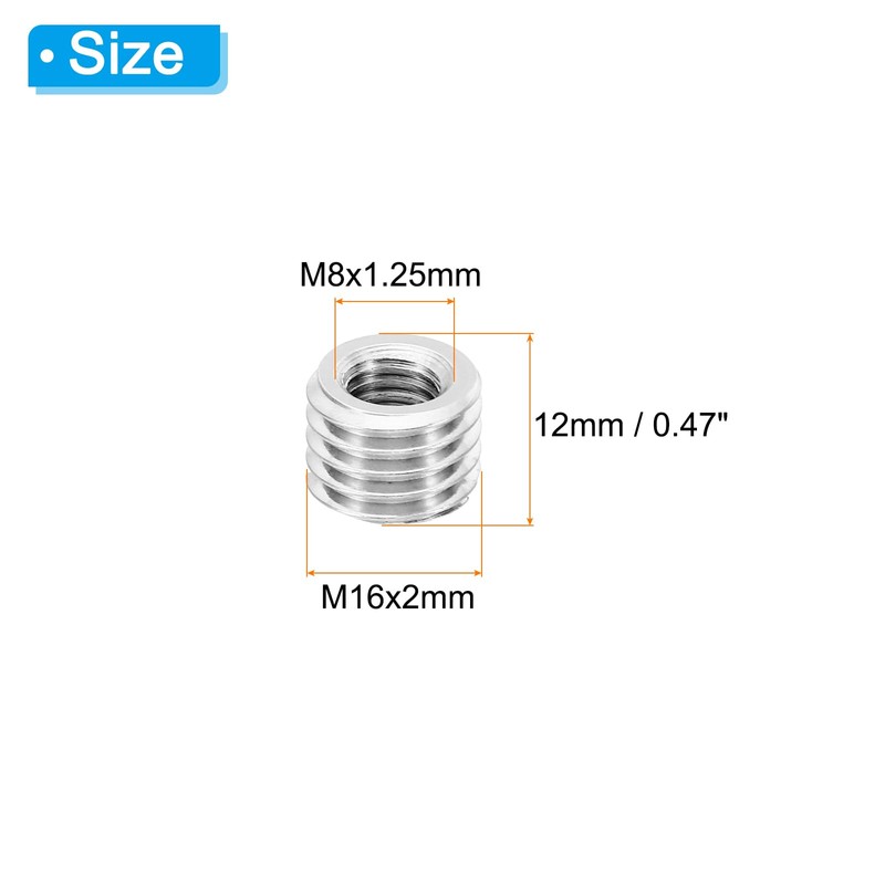 PATIKIL 4pcs Thread Adapter Sleeve Reduction Nuts M16x M8x12mm Female