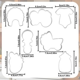 7 Stück Baby Shower Plätzchenausstecher, Edelstahl Keksausstecher Bodies Lätzchen Flasche & Babyfüße zum Backen Geburtstagsfeier Dekorationen