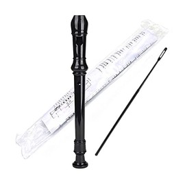 Flauta Dulce de 8 Agujeros, Soprano con Varilla de Limpieza, Digitación Alemana, Escolar para Niños (Negro)