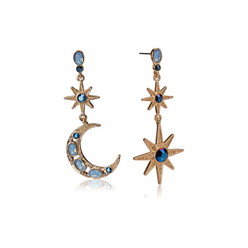 Betsey Johnson Celestial Moon & Star Drop Earrings