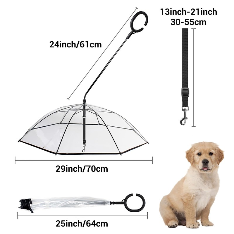 ENJOYING Dog Umbrella Small Breed, Clear Dog Umbrella Leash for
