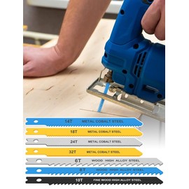 34Pcs Jigsaw Blades Set High Carbon Steel Assorted Jig Saw Blades with U-Shank Sharp Fast Cut Down Jigsaw Blade Wood Woodworking Tool for Plastic Metal Cutting