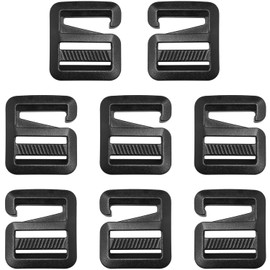 LUORNG G Hook 8PCS 4Pairs Black G-Hook Wave Buckles Backpack Strap Belt Hardware Carabiners Hook Outdoor Webbing Buckle Clips Adjustable Buckles for Backpack Luggage Strap Webbing (4 Left + 4 Right)