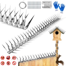Bird Spikes,79 inch Stainless Steel Bird Deterrent Spikes,Raccoon and Snake Deterrent,Squirrel Baffles for Bird Feeders,Pigeon Spikes for Outside,Anti climb spikes Garden Fences and Fruit Trees