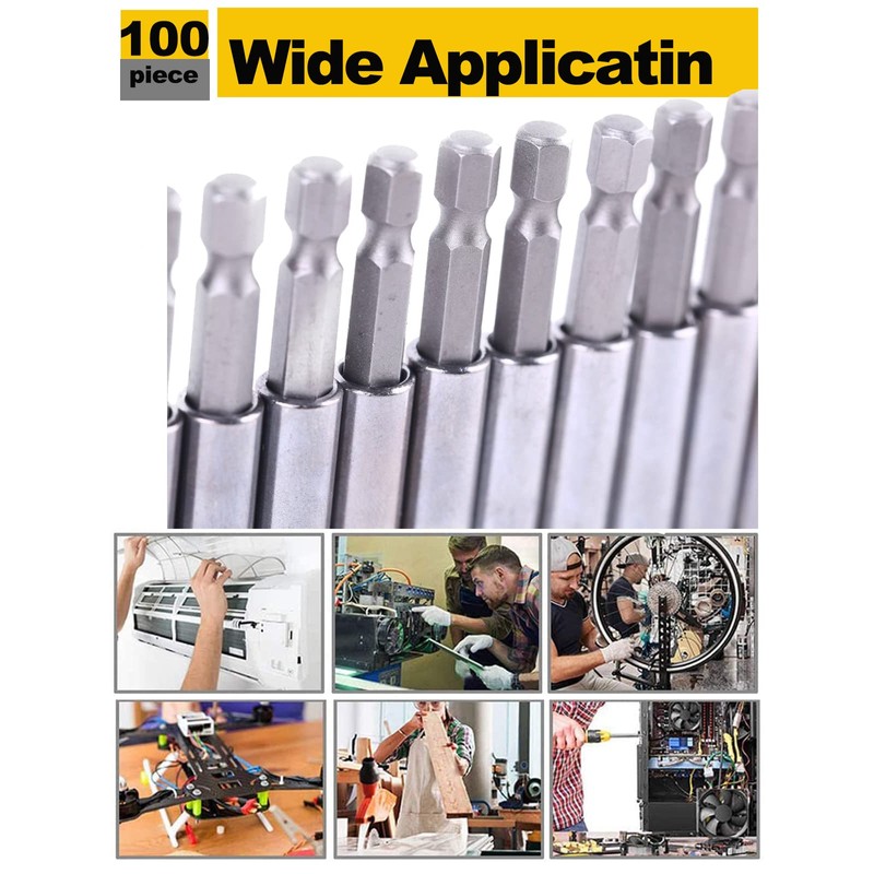 Rocaris 100 Pack Magnetic Extension Socket Drill Bit Holder 1/4"