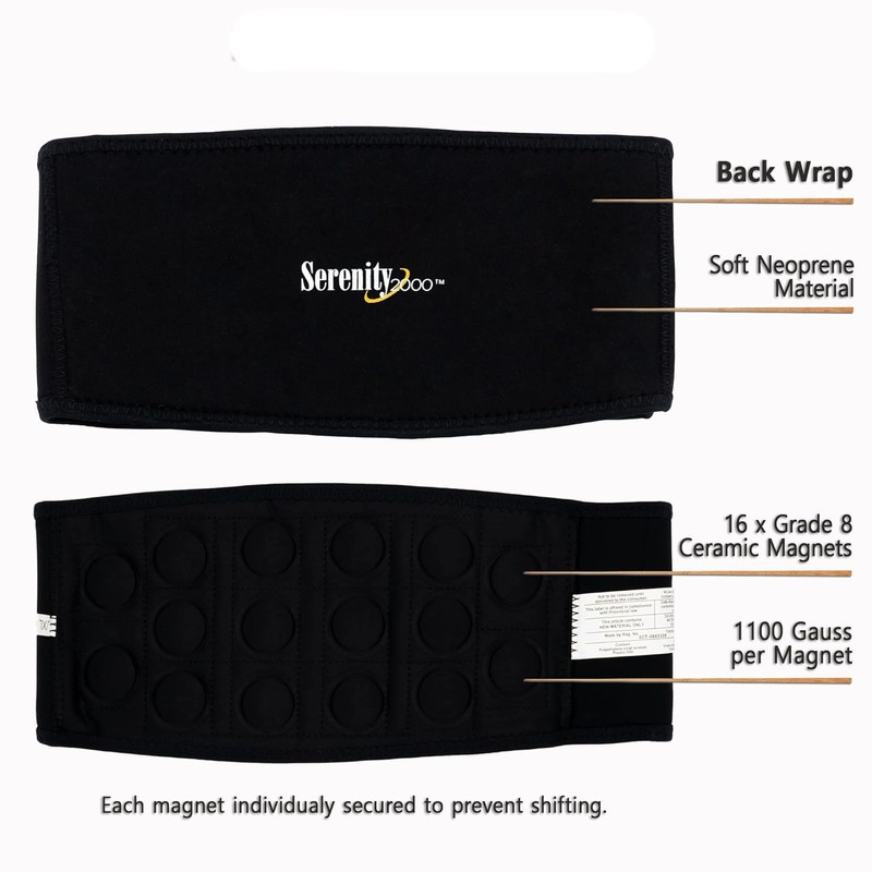 SERENITY2000 Magnetic Back Wrap, Large/XL Fits Waist up to 50"