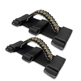 2 Pack UTV Grab Handles - Roll Bar Grab Handles for UTV&ATV Compatible with Polaris RZR,Kawasaki Mule,Honda Pioneer,Can Am, Paracord Bar Handles for 1.5"-2" Bars,Mixed Olive