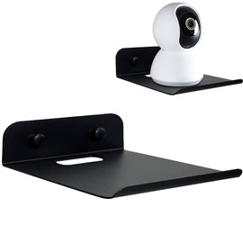 OLizee® Drill-Free Wall Mount Floating Display Shelf with Cable Hole Baby Monitor Projector Wall Shelf Video Camera Wall Holder WiFi Router Storage Shelf Smart Speaker Wall Shelf Small