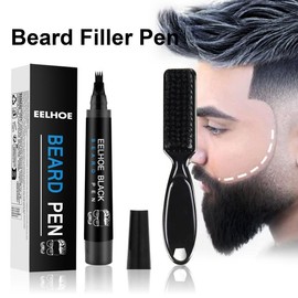 EELHOE Beard Pen Filler Kit for Men - Waterproof & Sweat-Proof Long-Lasting Oil Wax Base - Natural Finish for Beard Eyebrow & Scalp - Easy Application & No Smudging - Perfect for Daily Use:_black