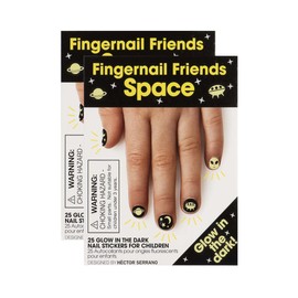 Fingernail Friends Colorful Nail Stickers Nail Art for Children, Glow in The Dark Space (50 Stickers)