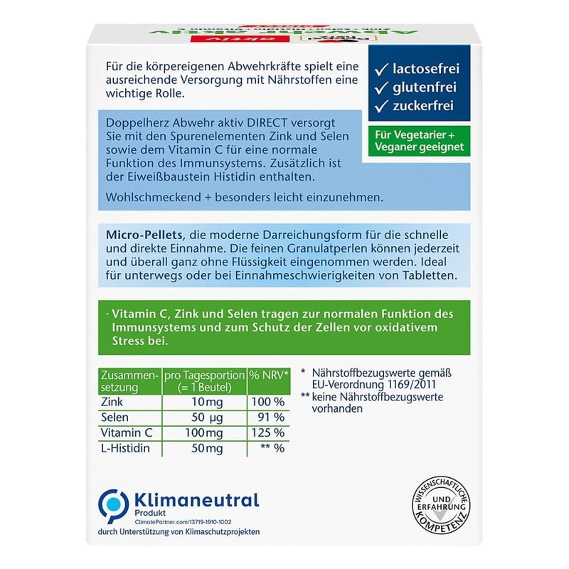 DOPPELHERZ Active defence for you, zinc, sel, histide, pell, pack