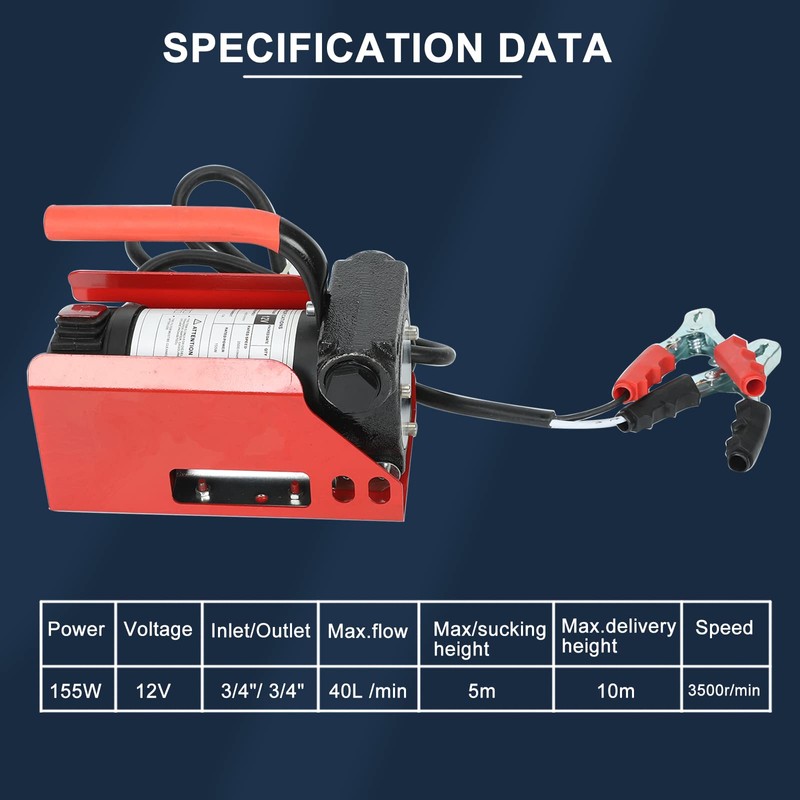 12V Diesel Fuel Transfer Pump Kit, 10 GPM / 40