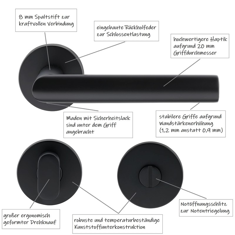 ck-türbeschläge New Orleans Door Handle Set Matt Black for Room