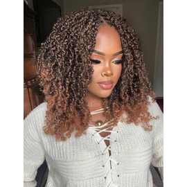 Pre Twisted Yanky Twist Crochet Hair for Women 10 Inch Synthetic Senegalese Twist Braids 7 Packs Spring Mini Passion Twist Hair Extensions, 1B/30