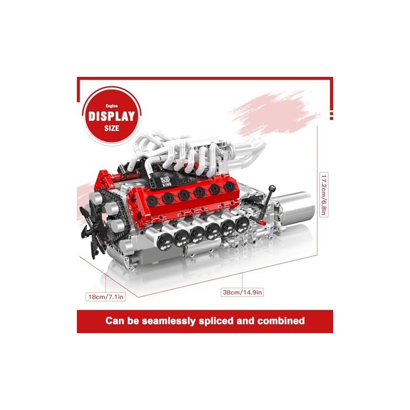 Mould King V12 Engine Model Kit for Adults, 1366 Pcs