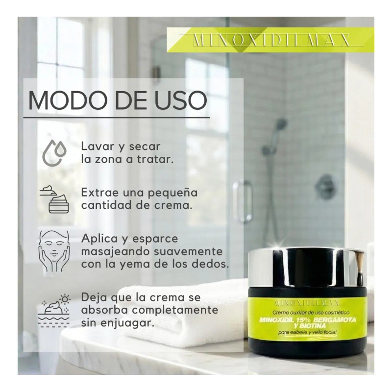 Minoxidilmax Bergamota Biotina Crema Cabello Barba