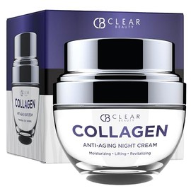 Clear Beauty Crema Hidratante Facial Nocturna De Colágeno - Hidratante, Reduce Arrugas Y Líneas Finas, Crema De Noche Hidratante - Cuidado De La Piel Coreano Sin Crueldad Para Todo Tipo De