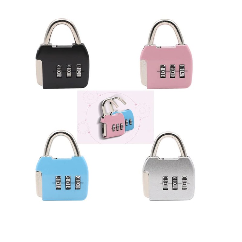3 Digit Combination Padlock, 4mm Shackle Dia, Resettable Lock Zinc