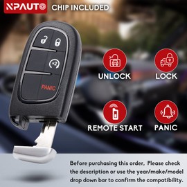 NPAUTO Key Fob Replacement for 2013 2014 2015 2016 2017 2018 Dodge Ram 1500 2500 3500 4500 - Keyless Entry Remote Control Car Start Proximity Smart Key Fobs (GQ4-54T, 433Mhz)