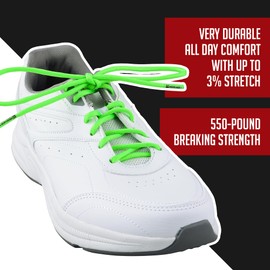 IRONLACE - Paracord 550 Laces Type III, Heavy-Duty, Universal Boot & Shoe Laces, Stretchable Nylon, 550-Pound Breaking Strength, Neon Green, 9/64 Inch (3.5mm) Tip Diameter, 63-Inch, 1-Pair