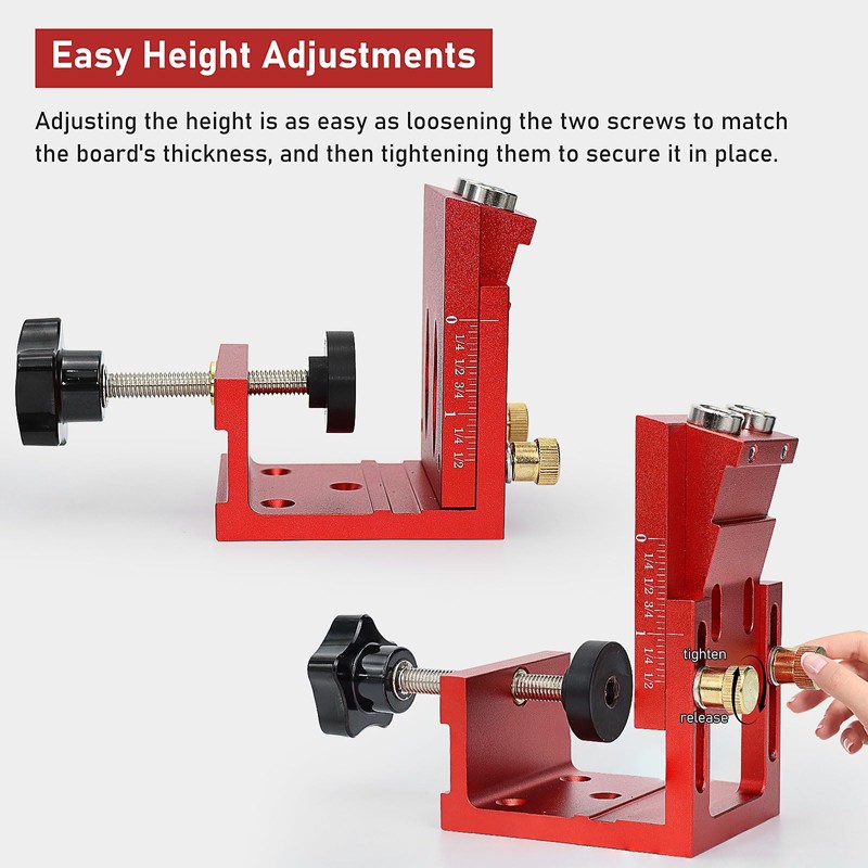 Pocket Hole Jig Kit, Adjustable Woodworking Tools Pocket Dowel Hole