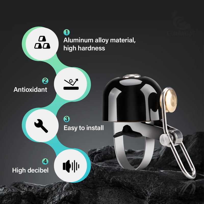 E-Mangue Bicycle Bell, Aluminium Alloy Bicycle Bell, 80 dB Bell,