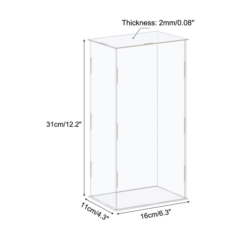 sourcing map Acrylic Display Case Box Clear Dustproof Protection Showcase