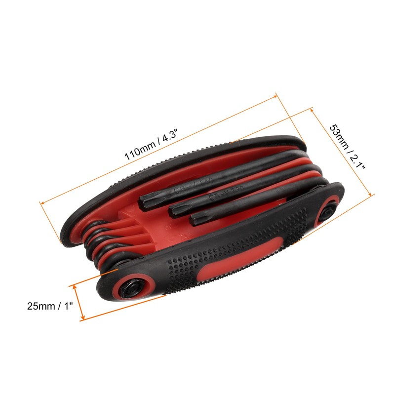 sourcing map 2pcs Folding Torx Wrench T9-T40 8 in 1