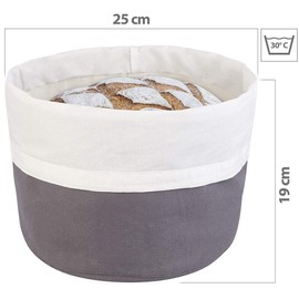 Rosenstein & Söhne Bread bin: XL bread basket made of 100% cotton, lockable cord, washable, diameter 25 cm (bread storage box, bread bag, souvenir)