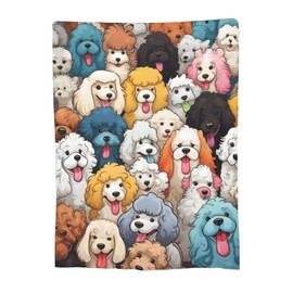 Turamurra Cartoon Poodle Dog Fleece Blanket for Mom Girls Women Cute Puppy Dogs Super Soft Flannel Blankets for Bed Sofa Valentine's Day Pets Decorative Poodle Gifts for Kids Adults 60"x50"