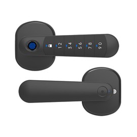 Smart Fingerprint Door Handle, Keyless Entry Biometric Lock with Passcode & Mechanical Key, Easy Install Interior Door Lock for Home/Bedroom/Office,Black