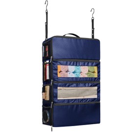 Suitcase Organizer, Travel Luggage Organizer Hanging Shelves Packing Cube Closet/Collapsible Portable Travel Organizer for Carry-on, Extra Large, Blue