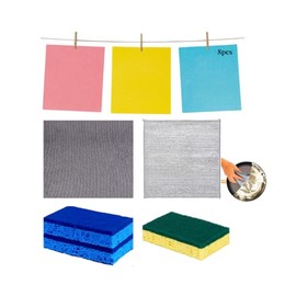 Swedish Wholesale Swedish DishCloths for Kitchen- 8 Pack Reusable Paper Towels Washable - Eco Friendly Cellulose Sponge Microfiber Dish Cloths - Kitchen Essentials - Assorted Blue Yellow Pink (B)