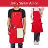 Stenffy Handmade Work Apron,Cotton Canvas,Multiple Pockets,Adjustable Cross Back Weight Apron,BBQ,Cafe,Kitchen,Painting,Carpenter,Artist
