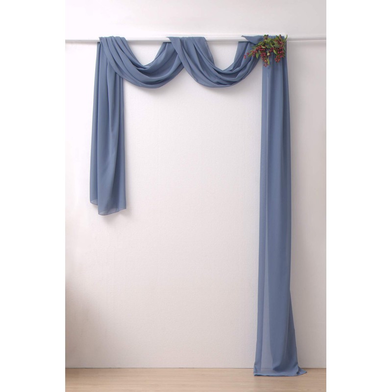Socomi 3 Panels Dusty Blue Chiffon Wedding Arch Drapes 6