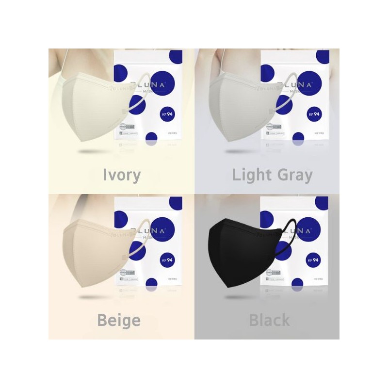 BLUNA Mask KF94 /Large 5ea*5set, Color:White