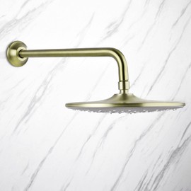 BESTILL 16 Inch L-Shaped Shower Head Extension Arm, Shower Arm and Flange Included, Brushed Gold