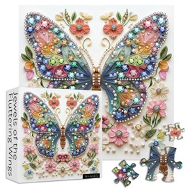 Butterfly 1000 Piece Puzzle for Adults, PICKFORU Jewels of The Fluttering Wings Jigsaw Puzzle 1000 Pieces, Colorful Flower Butterfly Puzzles as Home Decor
