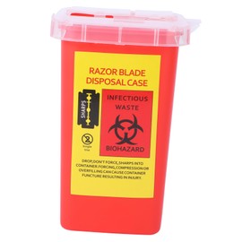 WOONEKY 1PC Red Razor Blade Disposal Container Sturdy Storage Case for Barbershop Salon Convenient Safe Dispenser for Used Blades Sharps Lightweight Portable