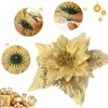 STOBOK Christmas Glitter Poinsettia Artificial Flowers: Pack of 12 Golden
