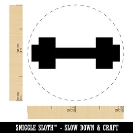 Dumbbell Barbell Weight Lifting Solid Self-Inking Rubber Stamp Ink Stamper for Stamping Crafting Planners - 1/2 Inch Mini - Blue Ink