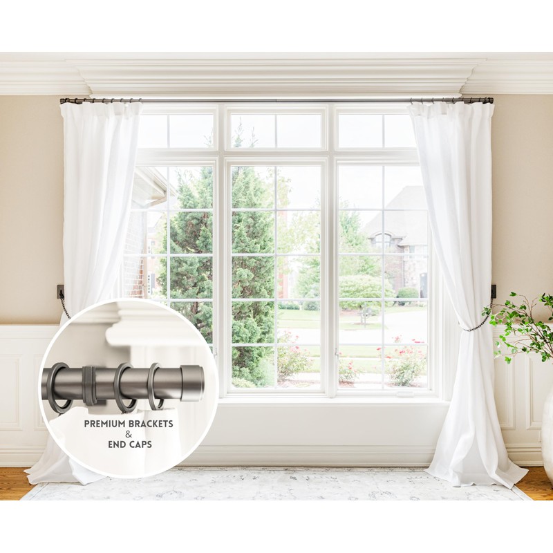 BlastHome® Non-Adjustable Luxury Curtain Rods for Windows, 1 ¼” Rod