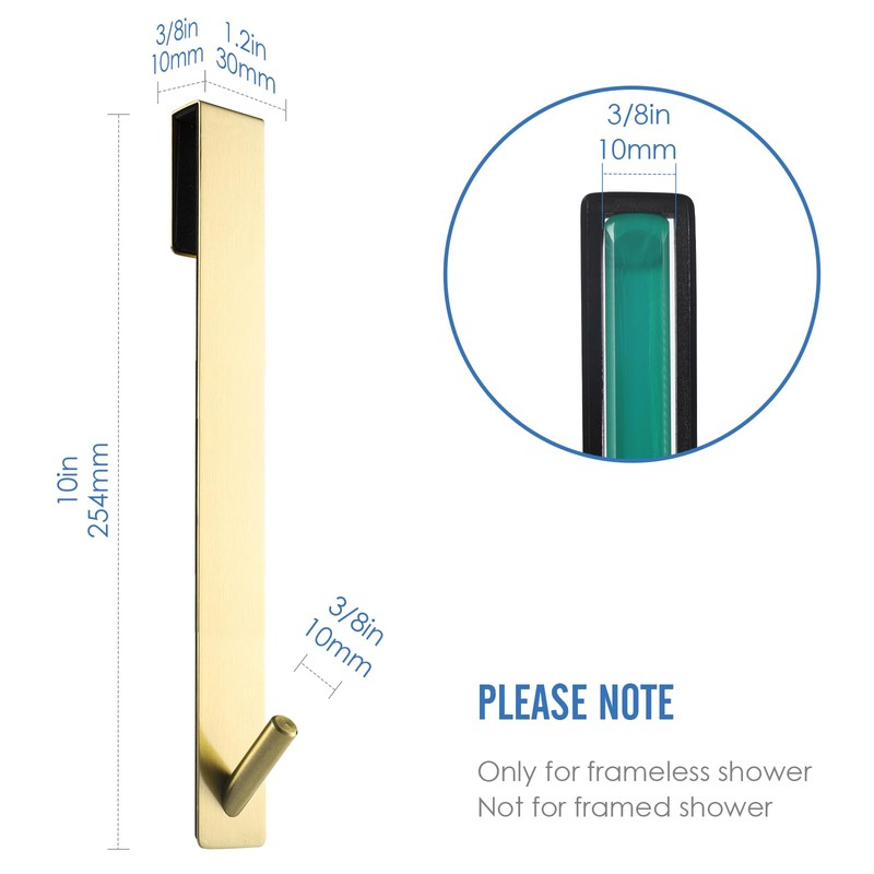 Simtive Extended Shower Door Hooks (10-Inch), Over Door Hooks for