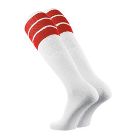 TCK Retro 3 Stripe Tube Socks (Red, Small)