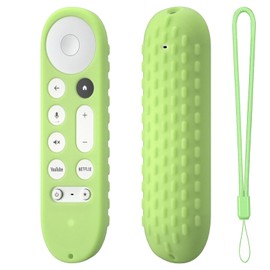 Hi Color Silicone Case Cover for Google TV Streamer 4K 2024 Remote Control GY3LE Protective Cover with Lanyard (Glow Green)