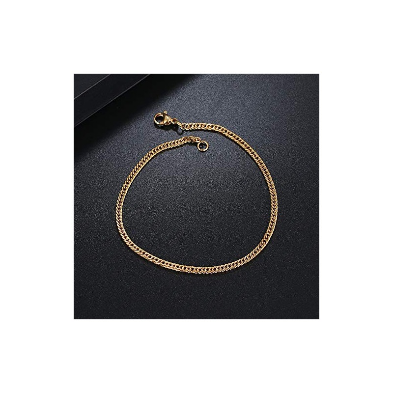 LUXSTAR Curb Chain Anklet, Thin, Hypoallergenic, Stainless Steel, Men's, Women's,
