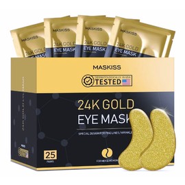 24k Gold Under Eye Patches (50 Pairs), eye mask, Collagen Skin Care Products, Eye Patches for Puffy Eyes, eye masks for dark circles and puffiness - pack size: pack of 50