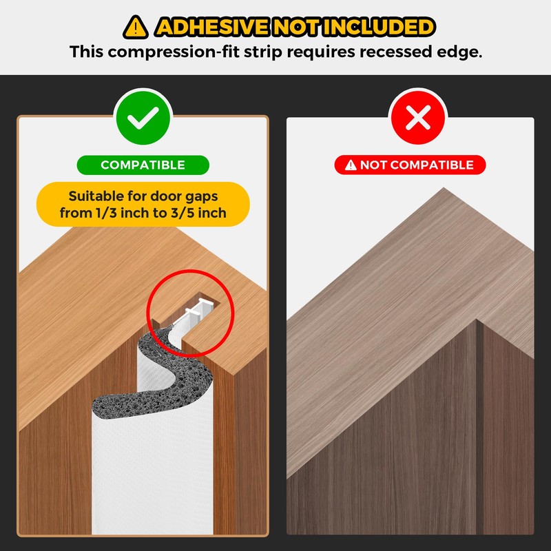 Weather Stripping Door Seal Strip - Soundproof Q-Shaped Foam for